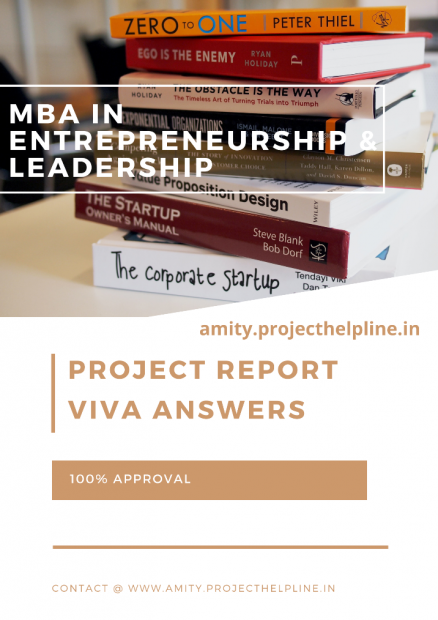 AMITY MBA ENTREPRENEURSHIP & LEADERSHIP PROJECT